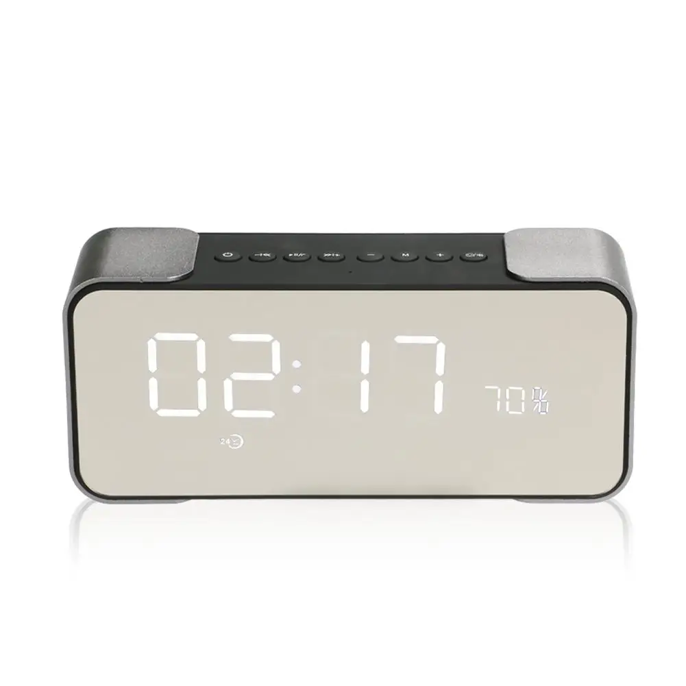 

New Style Portable HiFi Metal Wireless Bluetooth 4.1 Stereo Subwoofer Speakers Large Screen LED Display Alarm Clock SD Card