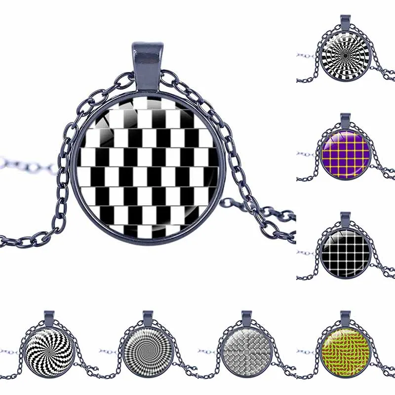 New arrival Magic moving wheels pendants optical illusion necklace