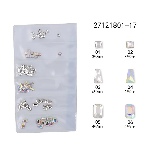 Новые 60 шт многоразмерные Хрустальные стеклянные Красочные камни для ногтей Самоцветы DIY смешанные формы золотые розовые стразы для дизайна ногтей 3D набор украшений - Цвет: 17