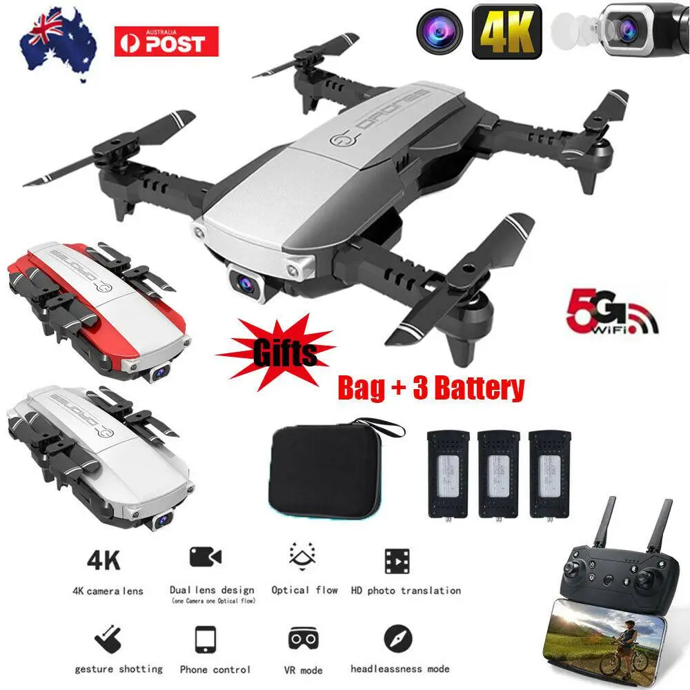 Pre-owned  Drone x pro 5G Selfie WIFI FPV with 4K HD Dual Camera Foldable RC Quadcopter Remote Control Toys Dr