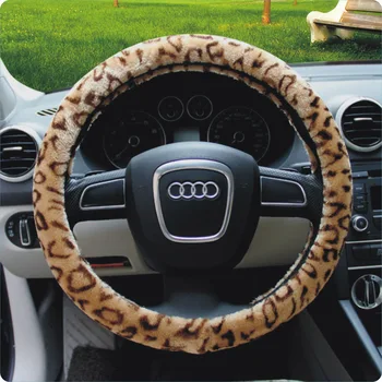 

Imitation Leopard winter car steering wheel cover 38CM Steering-wheel Cover Microfiber Leather Steering Wheel Covers