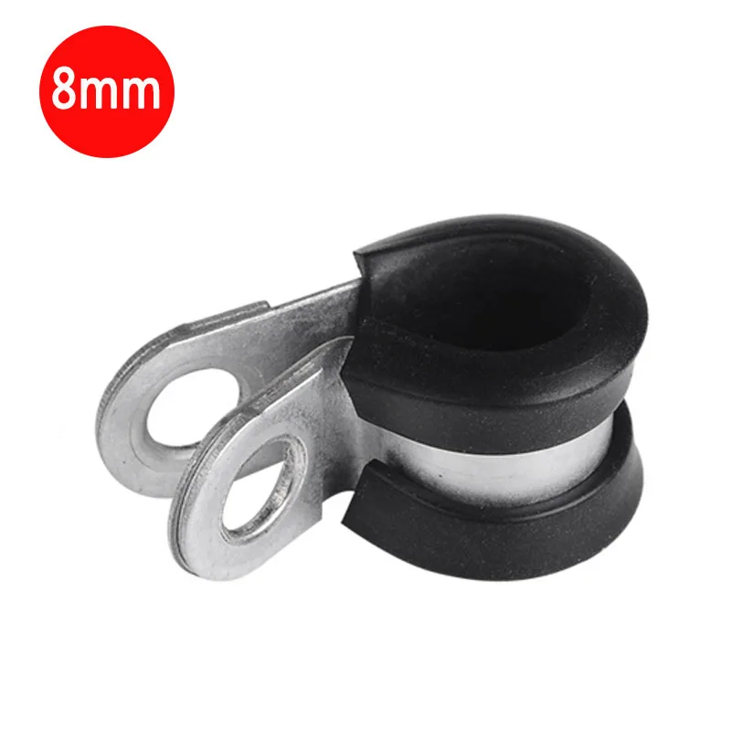 8mm 304 Stainless Steel Rubber Lined P Clips Cable Mounting Hose Pipe