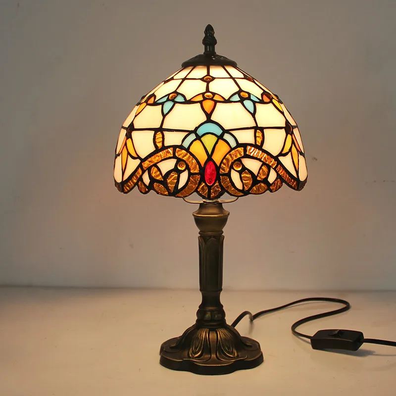 Artpad Европейский светодиодный винтажный Настольный светильник в богемном стиле, прикроватная лампа для спальни AC110V 220 V, мозаичные витражные настольные лампы - Цвет абажура: E TYPE