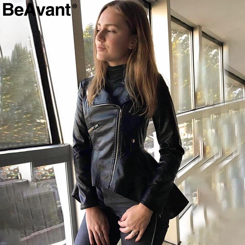 BeAvant искусственная кожа полиуретан куртки пальто 2018 осень зима женские Женская
