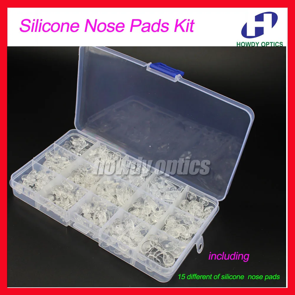 

425pcs/set Silicone Glasses Nose Pad Kit Eyeglasses Repair Nose Pads Box 15 Different Sizes