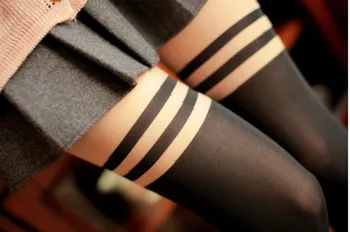 

2019 New Hot Mini Women Girls Fashion Spring Summer Opaque Over Knee Thigh High Elastic Sexy Stockings Black/White Colors Tights