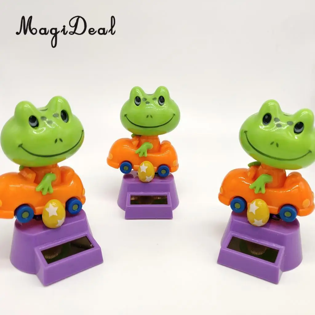 Cartoon Solar Powered Frog Driver Animal Figurine - Dancing Swing Model Kids Educational Toy Car Desk & Festival Decor