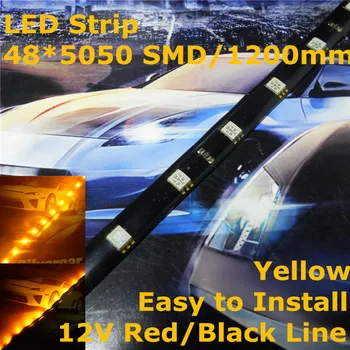 

Stock Shipping New 12V CE Car LED Decoration Soft Strip1200mm Yellow Color(48*5050 SMD) For Out/In Door Signal Atmosphere Light