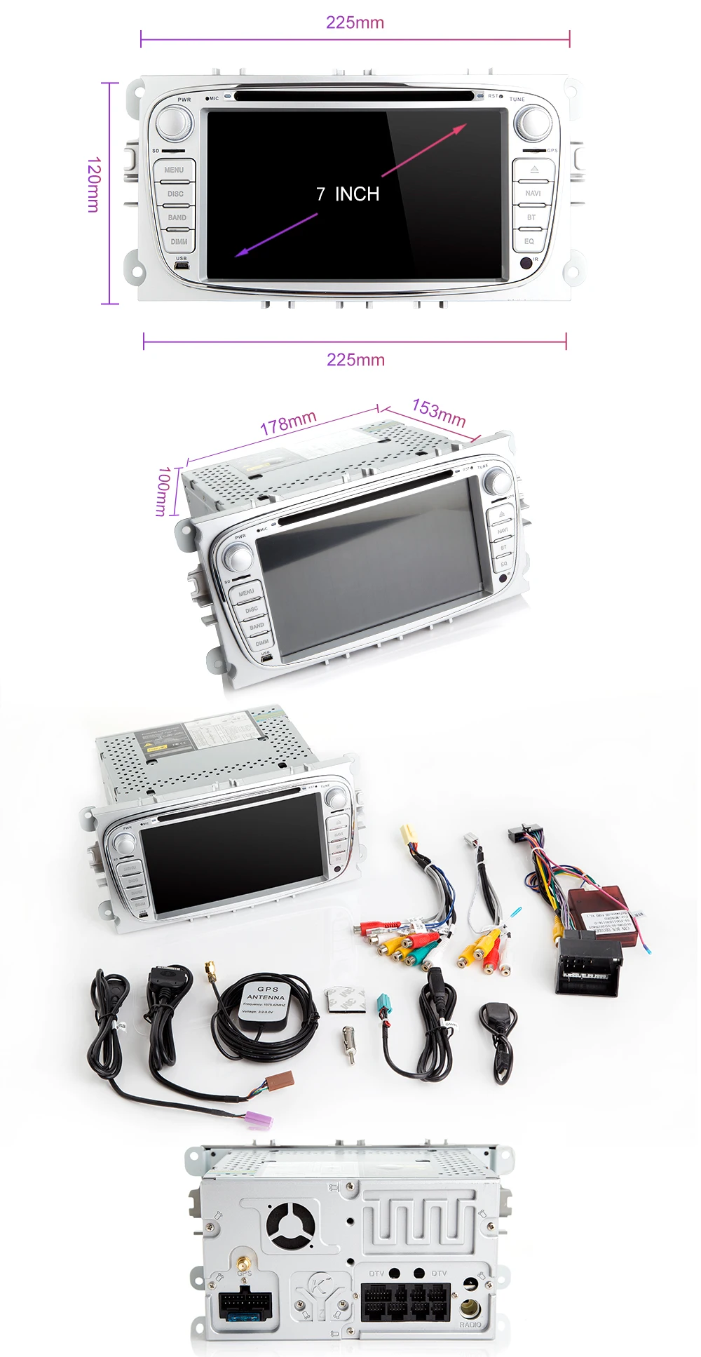 Xonrich 2 Din Android 9 автомобильный Радио gps Автомобильный мультимедийный плеер для FORD/Focus 2 3 S-MAX/Mondeo 4 C-MAX/Galaxy Kuga навигация IPS4G