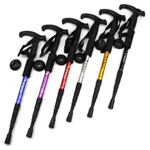 High Quality 2018 Outdoor aluminium alloy shock absorber T handle bent sticks stick hiking Mountain climbing walking sticks fiery deer generation3 trigger twopod camera scopes binoculars hunting stick shooting sticks climbing sticks gun rest