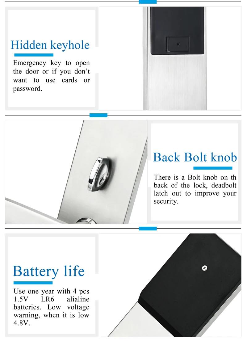 Touch Screen Electronic Keypad Password Lock Door Keyless Digital Smart Combination Door Lock For Home Office
