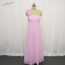 Милые розовые платья с цветочным узором для девочек на свадьбу, длинное шифоновое платье подружки невесты на одно плечо, дешевый детский наряд для выпускного