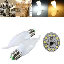 E27 3W светодиодный светильник, белый, теплый, белый, светодиодный светильник-свеча, люстра, лампа AC 220V
