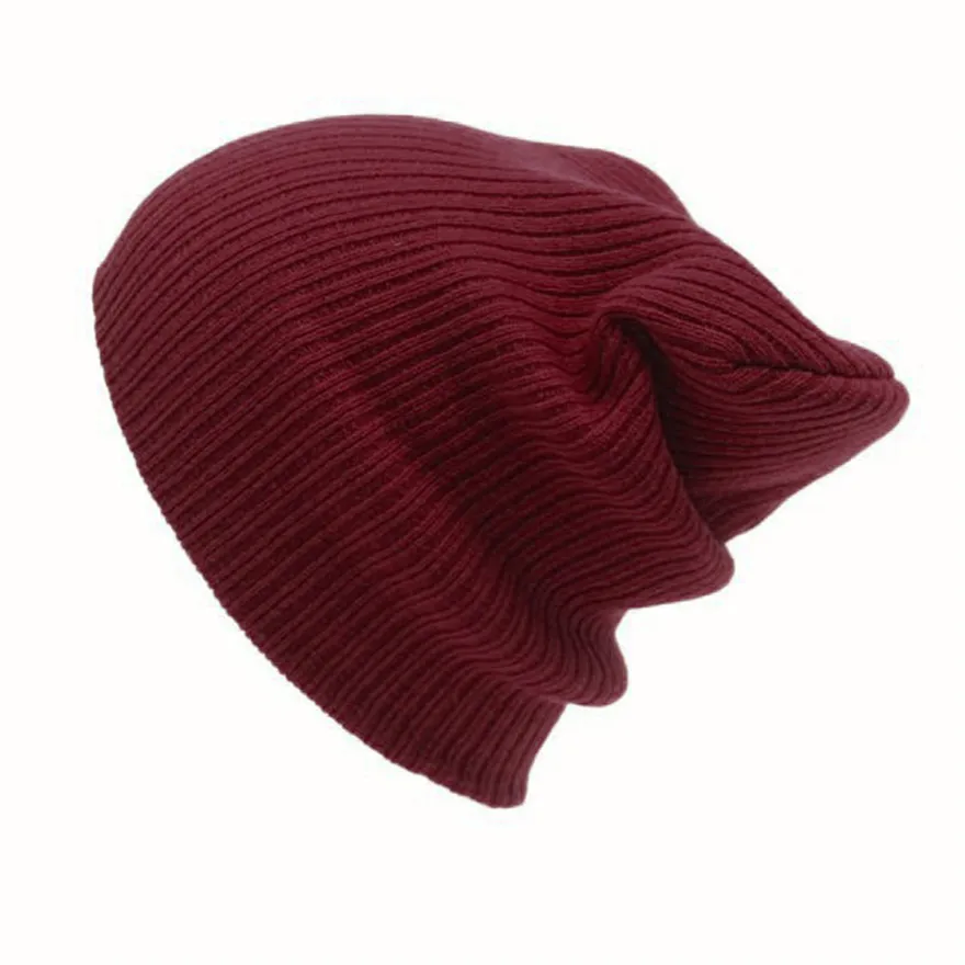 Зимняя вязаная шапка унисекс, шерстяная шапка, повседневные мужские шапки, шапки бини, одноцветная мужская шапка, зимние шапки#1121 A1 - Цвет: Red