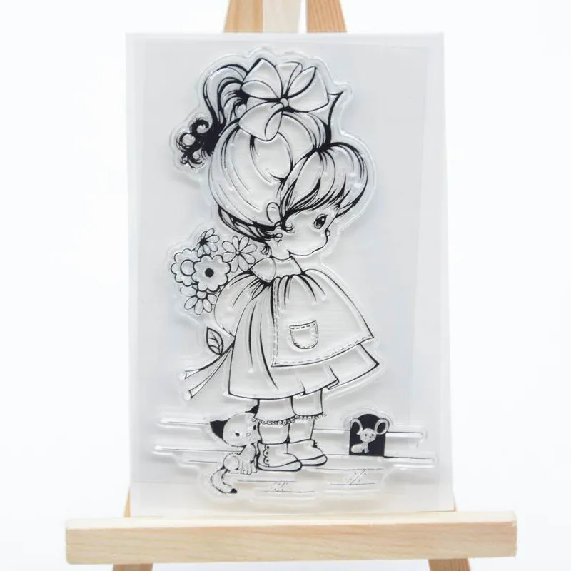 

Girl Transparent Clear Silicone Stamps for DIY Scrapbooking/Card Making/Kids Fun Decoration Supplies
