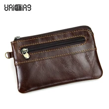 Высококачественный кожаный кошелек для монет, винтажный, из натуральной кожи, маленький кошелек для монет, для мужчин/женщин, мини-монетница, держатель для ключей, мини-сумка