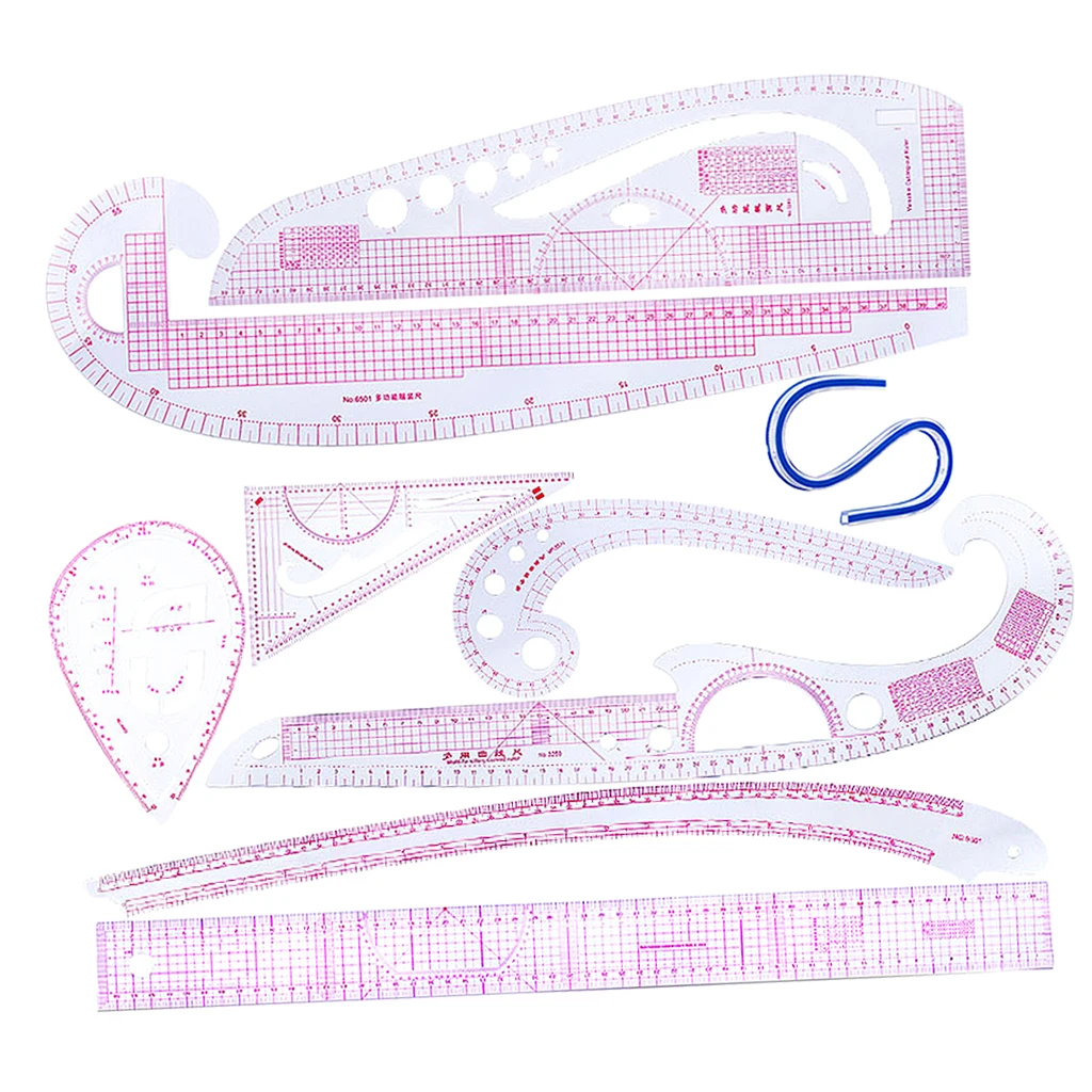 9Pcs Multi Styles French Curve Ruler Set for Dressmakers Clothing Sewing Pattern Making