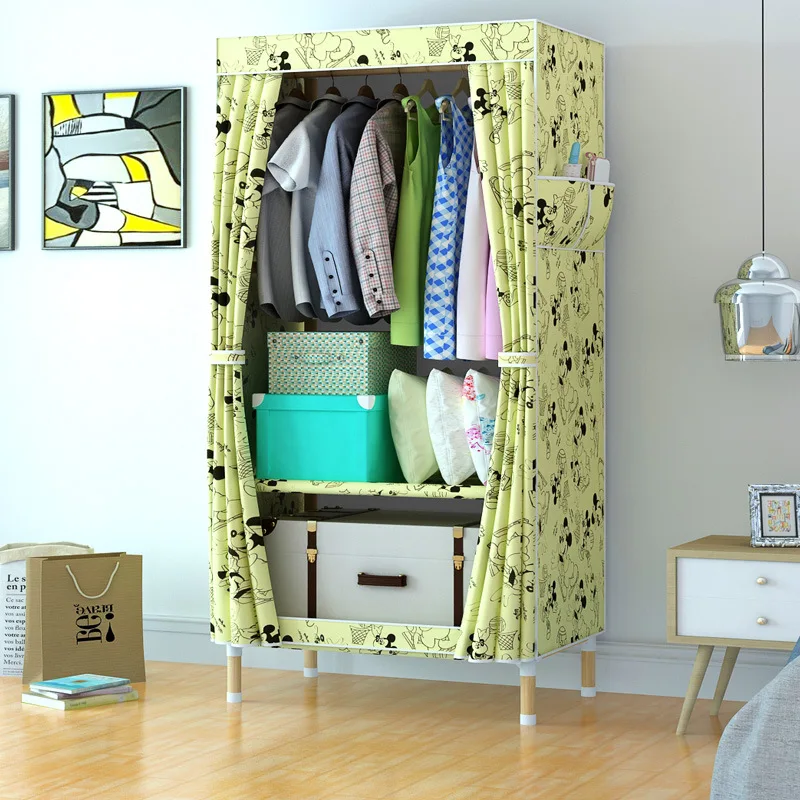 Single Simple Solid Wood Cloth font b Closet b font Assembly Solid Wood font b Closet