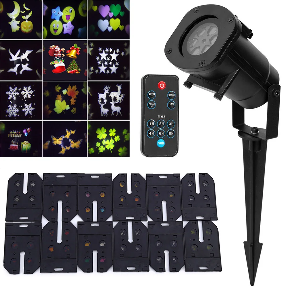 

Outdoor waterproof snowflake lampa 12 card pattern LED projekce lamp Christmas snow light for courtyard lawn