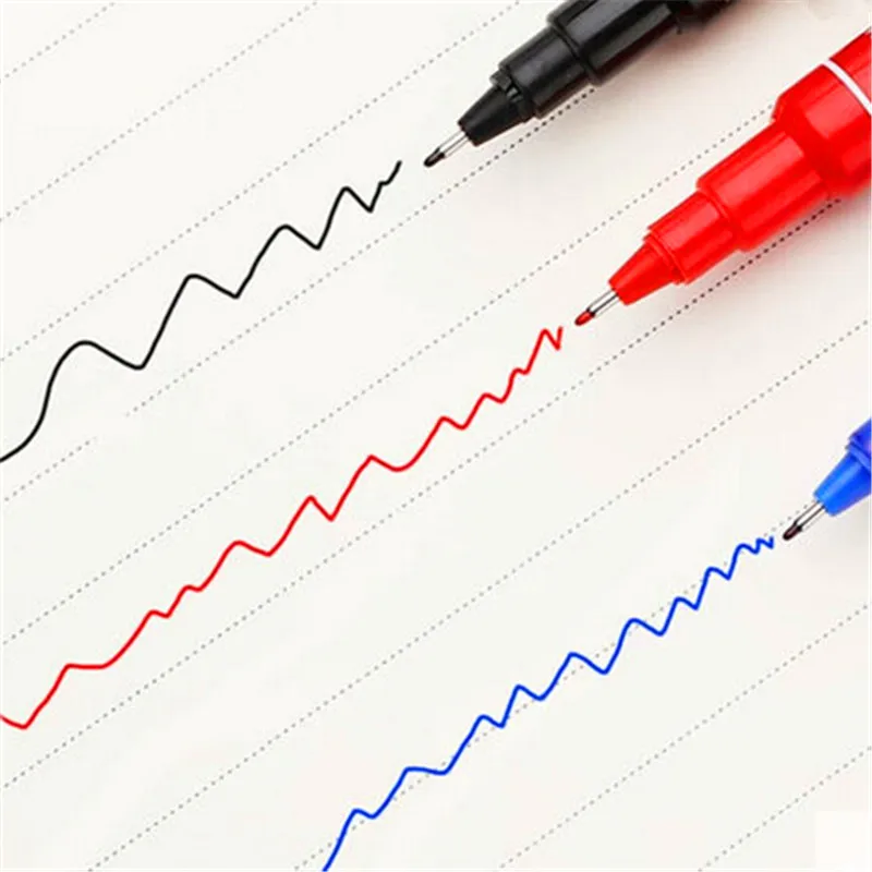 Высокое качество 6824 водонепроницаемый Перманентный двойной наконечник 0,5/1,0 мм перо черный синий красный художественные маркеры студент, школа, офис канцелярские принадлежности