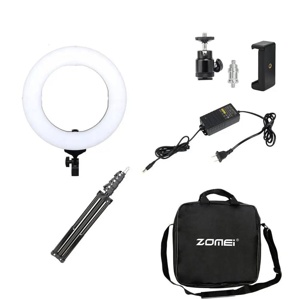 

Photographic Light Double Way Photo Studio Lamp ZOMEI 14 Inch Dimmable LED Ring Light With 50CM Foldable Tripod Stand AU Plug
