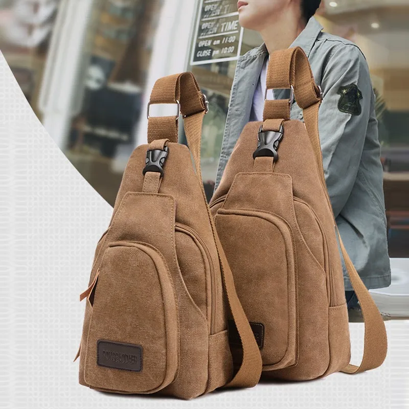 Cross-Border For Custom Canvas Shoulder Bag Men'S Charging Bag Fashion Men'S Chest Bag Diagonal Package Messenger Travel Bag