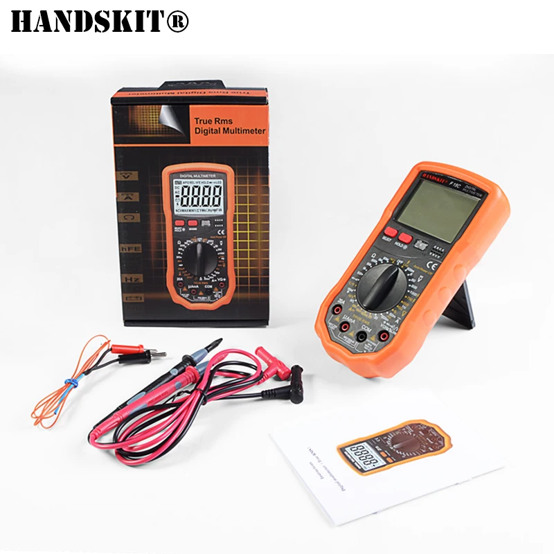 

HANDSKIT PM18C mini digital multimeter auto range tester multimetre With temperture test LCD Display with Backlight, 6000 counts