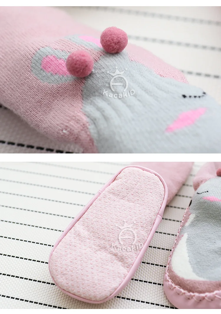 KACAKID/зимние носки-тапочки унисекс для малышей Детские носки-тапочки унисекс с милым рисунком теплые носки для маленьких мальчиков и девочек Ka1264