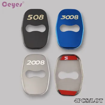 

Ceyes Car Styling 4pcs Auto Door Lock Covers Emblem Case For Peugeot 2008 3008 208 308 408 508 Car Badge Accessories Car-Styling