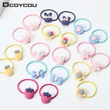 20 шт., новинка, модные матовые эластичные резинки для волос, для девочек, цветочный конский хвост, держатели, повязка на голову, Мультяшные смешанные эластичные кольца для волос