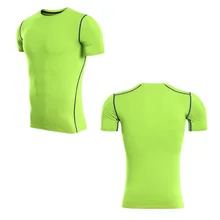 Быстро сжатия сухой тренажерный зал работает рубашка Фитнес колготки полиэстер Sport pure color Регби Джерси мужские короткий рукав Футболка