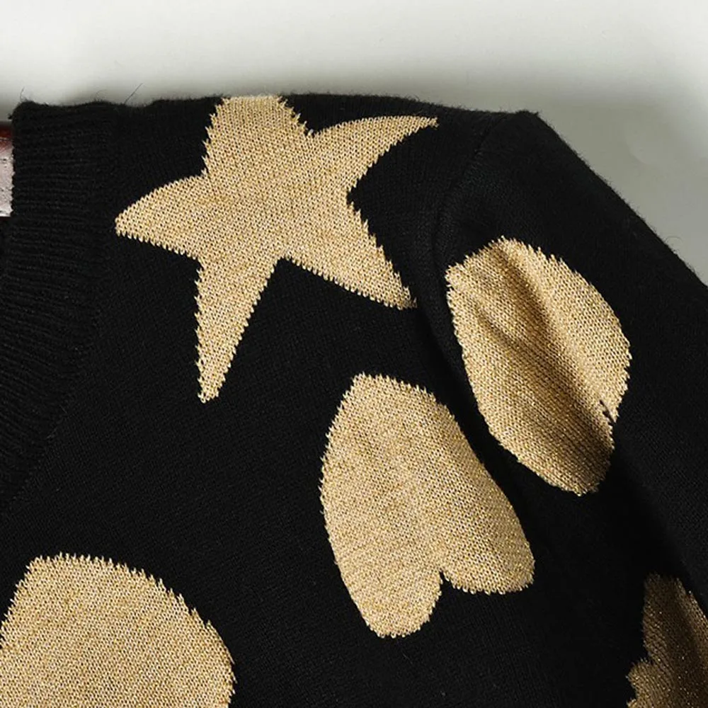 Thicken Women's Pattern red Star All Jumpers Knit Girls And Sweaters Shape Bottom Sy1832 Heart match Black Autumn Winter New Fashion Tops 5nRa8a