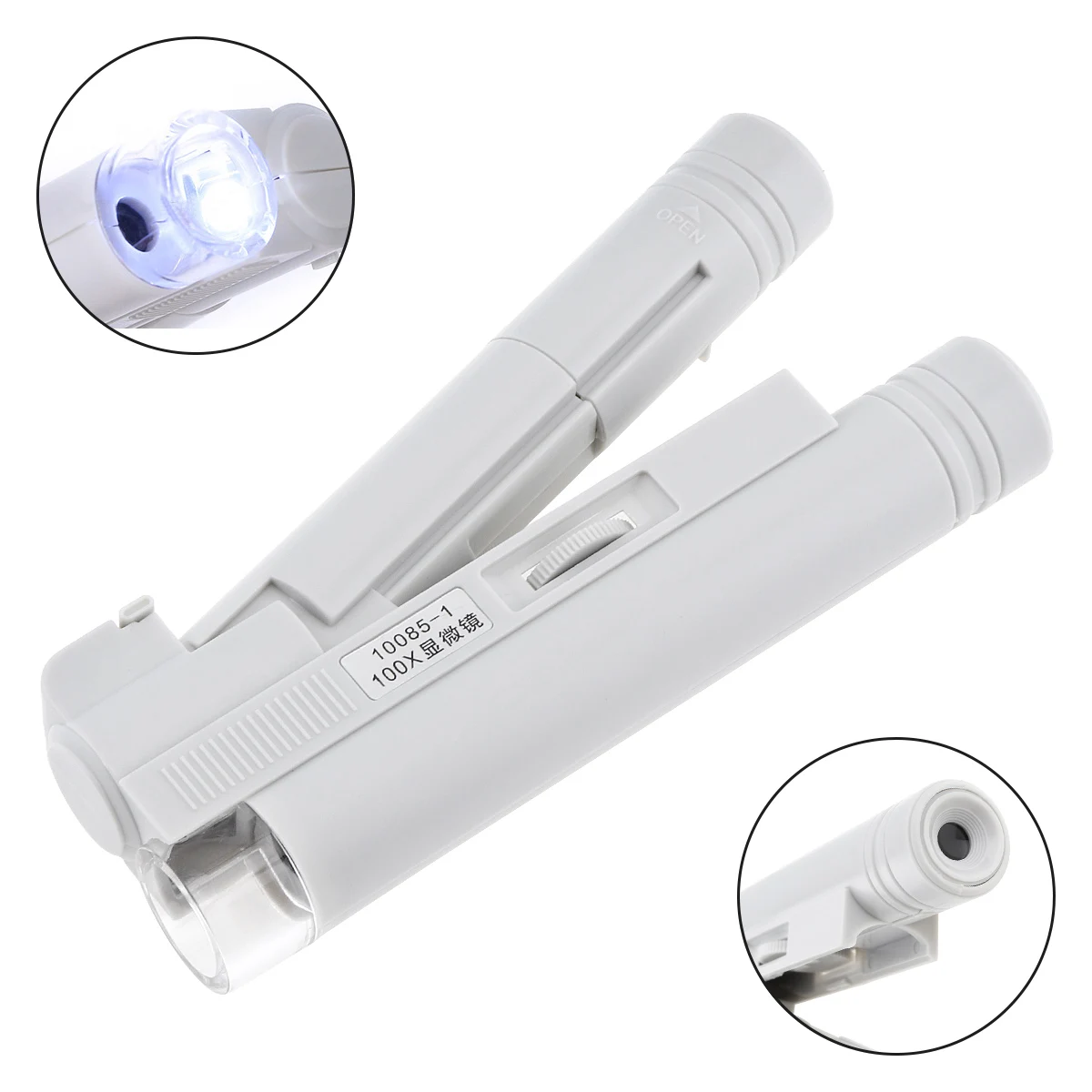 

100X Double Tube Type Handheld Microscopic Magnifier with LED Lights and Black Receptacle Bag for Antique Viewing / Reading