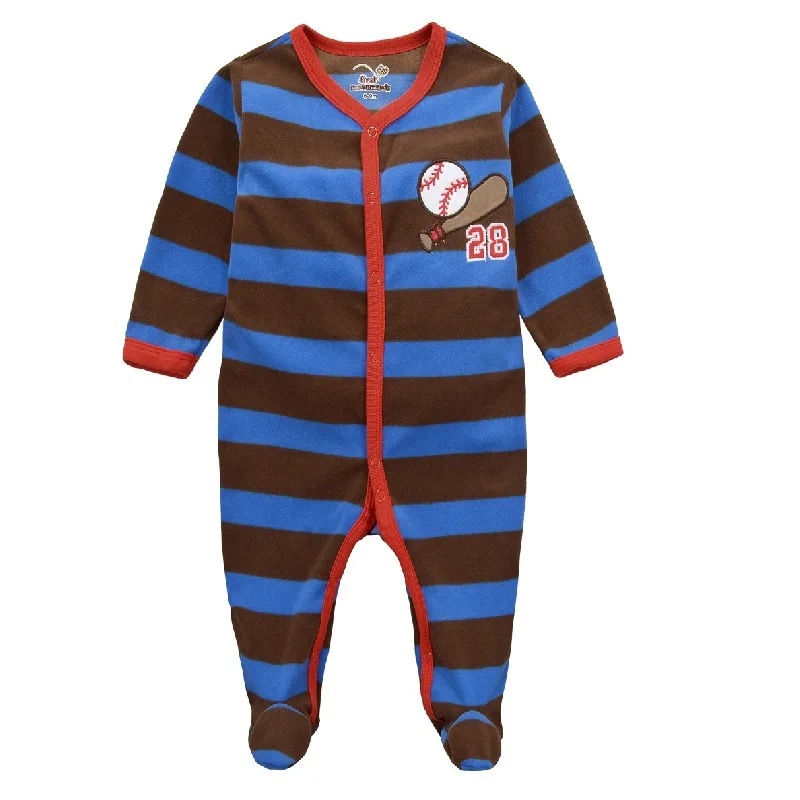 Fleece Baby Rompers Baseball Sport Baby Boys Jerseys Stripe romper with