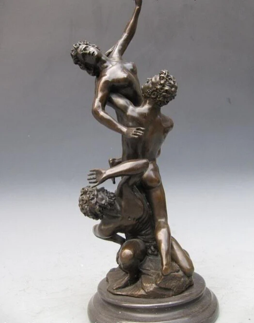 

USPS to USA S3323 17 Greek Mythology exquisite Two Nude Man And Woman Copper Bronze Art Statue (B0413)
