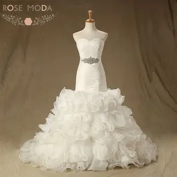 

Rose Moda Organza Mermaid Wedding Dress with Crystal Sash Winter Wedding Dresses Plus Size