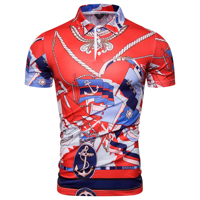 

A new men's fashion corsair anchor print POLO shirt for summer 2019