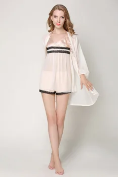 

Women Satin Pajama Set Lace Pyjama Sexy Silk Pijama Summer Pigiama Sexy Flower Print sleepwear