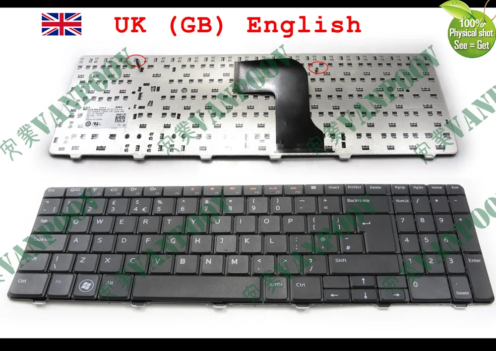 Nuova Tastiera Per Laptop Per Notebook Gb Uk Per Dell Per Inspiron 15R N5010 M5010 Nero A112 0433Xp 433Xp V110525Bk1 V110525Bs1 Nsk-Drasw