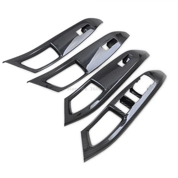 

For Ford Focus 2019 2020 Carbon Fiber Window Lift Switch Cover Molding Trim Inside Armrest Frame Decoration Interior Accessories