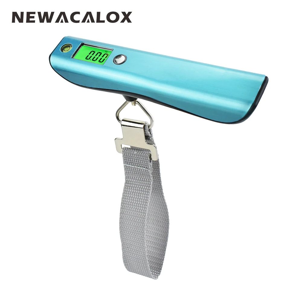 NEWACALOX 50kg x 10g LCD Stainless Steel Travel Weight Scale Portable Digital Luggage Scale with