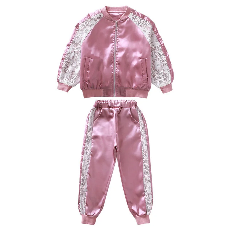 

Girls Clothing Sets Spring Autumn Girls Sport Suit Lace Jacket+Pants 2 PCS Outfit Kids Girls Tracksuit Set 4 6 8 10 12 13 Years