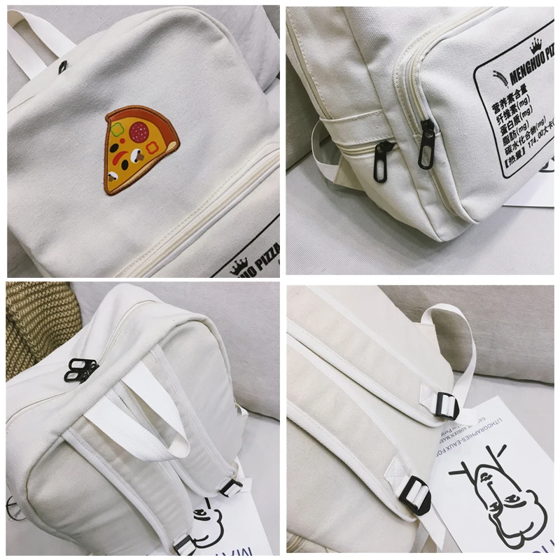 Pizza bordado Mochila para mujer Mochila para la escuela de chicas adolescentes estilo Preppy escuela bolsa de lona de las señoras Mochila mujeres Mochila Pizza bordado Mochila para mujer Mochila para la escuela de chicas adolescentes estilo Preppy escuela bolsa de lona de las señoras Mochila mujeres Mochila