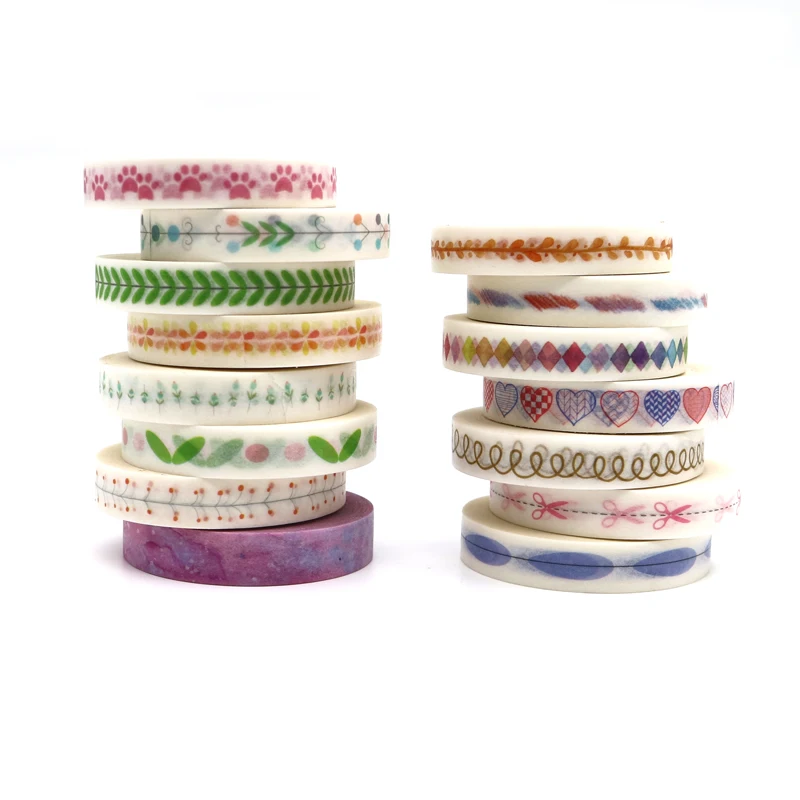 2pcs Japanese hand tearing, washi tape 0.8cm, DIY hand account