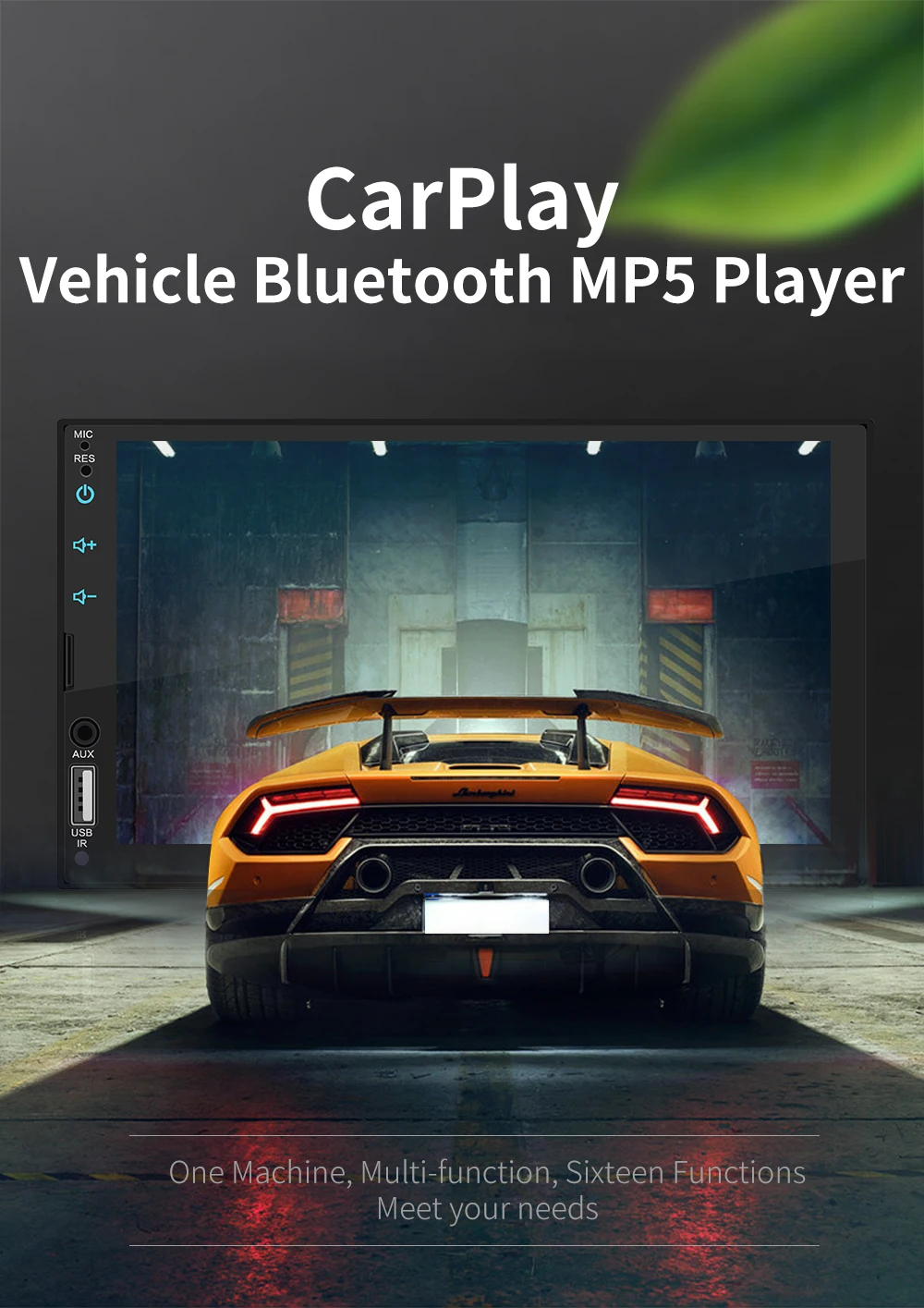 OTOJETA автомобиль Apple Carplay 7 дюймов Автомобильный Bluetooth Mp5 мультимедийный плеер управление рулем fm-радио с USB TF aux HD видео