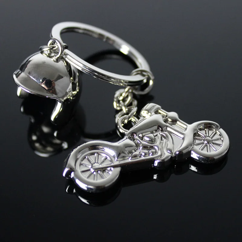 

LNRRABC Women Men Keychain Motorcycle Helmet Design Key Ring Silver Color Bag Car Key Chain Gift Souvenirs Llavero