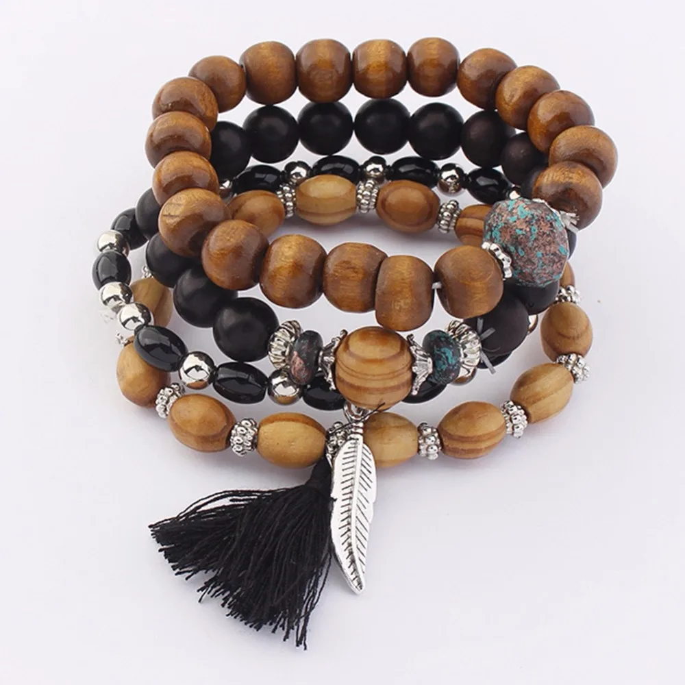 Buy Imixlot Cute Wood Bead Bohemia Elastic Charms