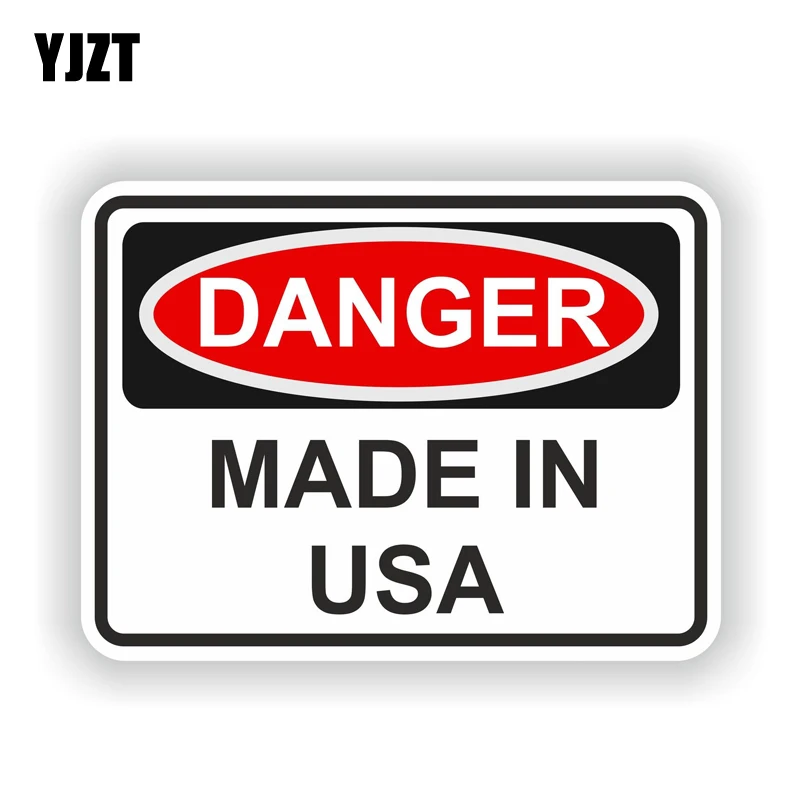 YJZT 13.2CM*9.6CM Car Accessories MADE IN USA DANGER Decal Warning Car Sticker 6 1922in Car
