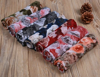 

2017 Newest Ombre Rose Pattern Scarf Women Beautiful Rose Flower Pattern Shawls Scarves Muslim Floral Wrap Hijab Free Shipping
