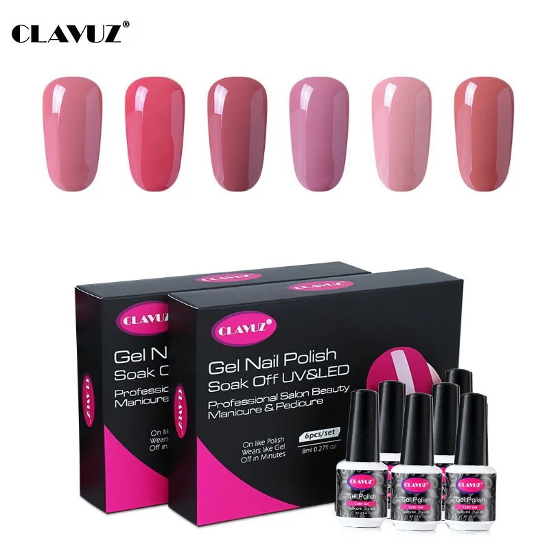 

CLAVUZ Nude Nail Gel Polish Varnish Manicure Set 6pcs/lot Nail Vernis UV LED Semi Permanent Polish Kit Nail Art Gel Lacquer 8ML